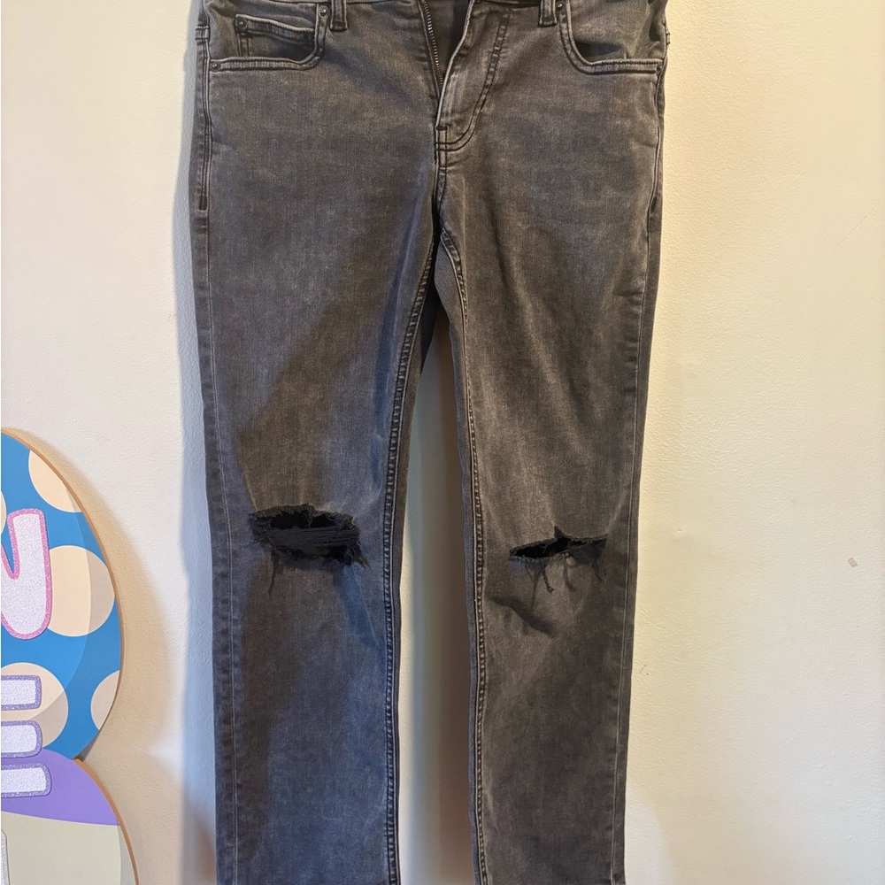 Girls Thereabouts Distressed Black Destroy Wash Straight Leg Jeans Pants 12